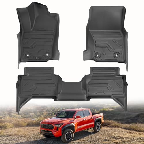 KARPAL Floor Mats Fit for Toyota Tacoma 2024-2026 Double Cab Auto Trans (Not Hybrid) Custom Fit All Weather TPE Floor Liners 1st&2nd Row Mat Tacoma TRD/SR/SR5/limited Accessories