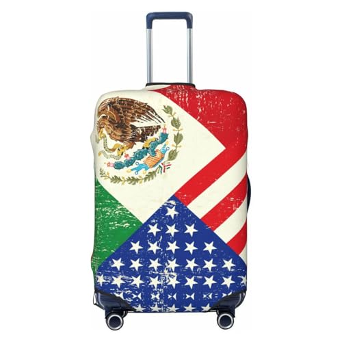 Mexican American Flag Print Luggage Cover Suitcase Protector Anti-scratch Fits 18-32 Inch Trolley Case
