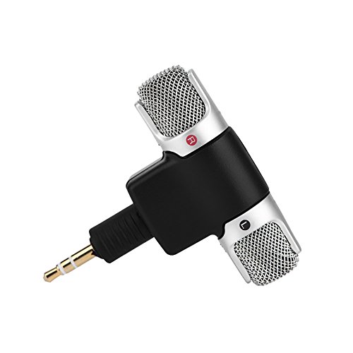 ciciglow Mini Stereo Microphone, 3.5mm Goldplating Plug Portable Size Mic for PC Laptop Notebook Recorder Camera Stereo Recording