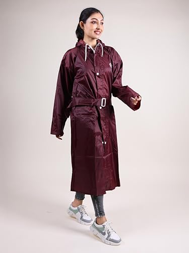 Image of Rupa Rainsuit Women Waterproof PVC Raincoat with Hood & Carry Bag | Lightweight Rainwear for Women with Front Zip | Solid Color | Standard Length | Pack of 1