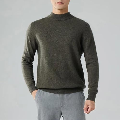 Men's Semi-High Collar 100% Cashmere Winter Long-Sleeved Pullover Business Casual Knitting Bottoming Sweater2