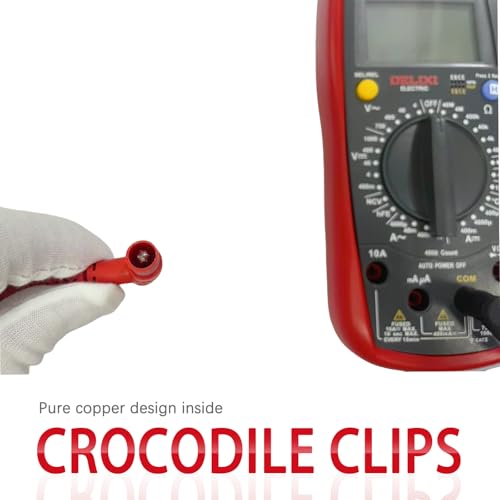 Image of 2PCS Test Leads, Alligator Clips, Red and Black, Multimeter Probes, Banana Plug to Alligator Clip Multimeter Test Leads