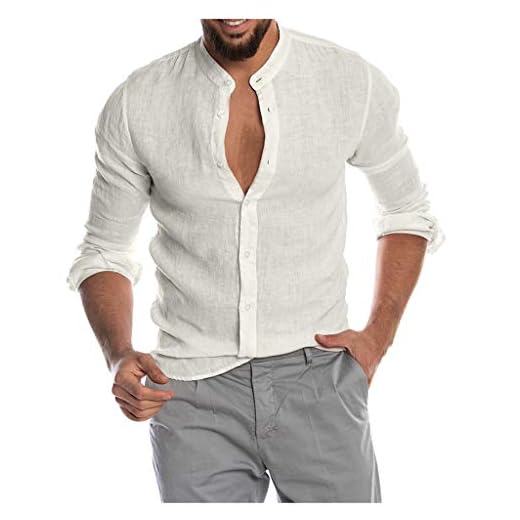 HUTcPNy Camisas Hawaianas de Hombre Blusa de Manga Larga de Playa SóLida con Botones de Cuello Redondo Casual para Hombres de Moda