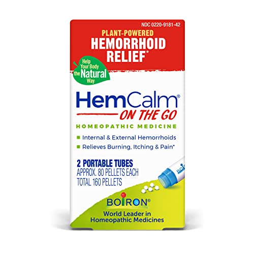 Boiron HemCalm On The Go for Hemorrhoid Relief of Pain, Itching, Swelling or Discomfort - 2 Count (160 Pellets)
