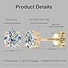 10k Real Gold Stud Earrings for Women, Moissanite Stud Earrings for Men Women, Lab Created Solitaire Round Brilliant Moissanite Studs Earring Jewelry for Men Gold in Secure Screw-backs 1.60cttw 6mm - Image 3