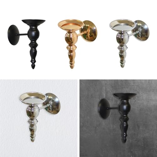Portavelas de pared, 3 piezas, elegante decoración del hogar para baño, chimenea, bodas (dorado)