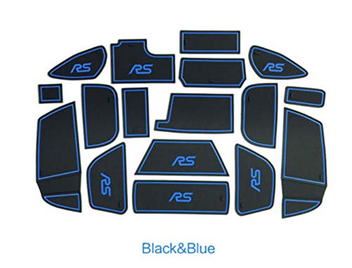 Car Gate Slot mats for Ford Focus RS 2015-2016 Non-Slip Interior Non-Slip 17pcs (Blue)