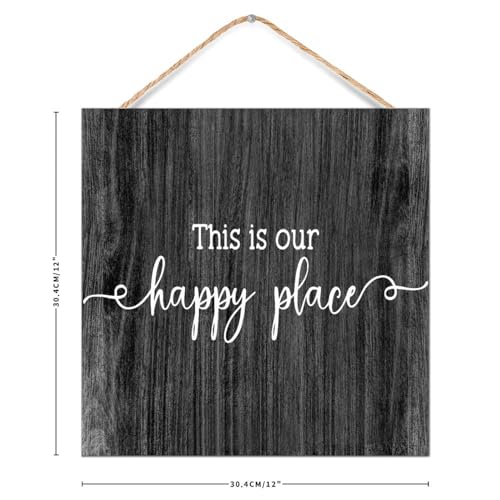 Letrero de madera This Is Our Happy Place para decoración de pared rústica 3