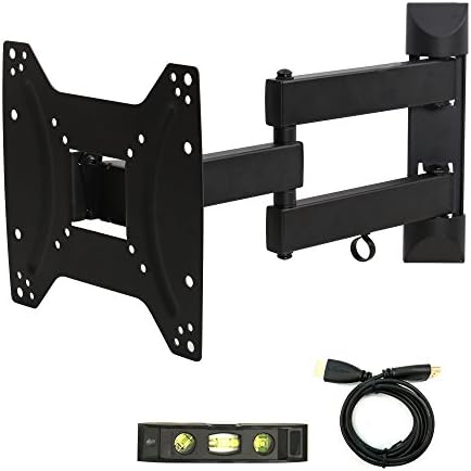 Atron Vision TV Monitor Full Motion Wall Mount for most 14" - 42" LED LCD Plasma Flat Screen Up To 77 lbs VESA 200 x 200 Full motion Tilt Swivel Bracket with HDMI and Bubble Level