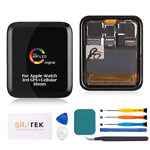 SRJTEK For Apple Watch Series 3 3rd generationch ��p�t���p�l�� �^�b�`�p�l���f�W�^�C�U�[ �k�b�c�X�N���[�� ������ʌ����C���p�L�b�g �����̏C���H��A��ʕی�t�B�����t�� (GPS+Cellular 38m