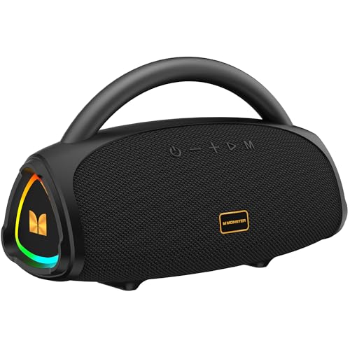 Image of Monster Prism Pro Bluetooth Speaker, Portable Wireless Speaker, 60W True Wireless Stereo, 24H Playtime,TWS Pairing, Bluetooth 6.0, RGB Lights, AUX,USB & TF-Card Input, for Outdoors /Beach /Travel