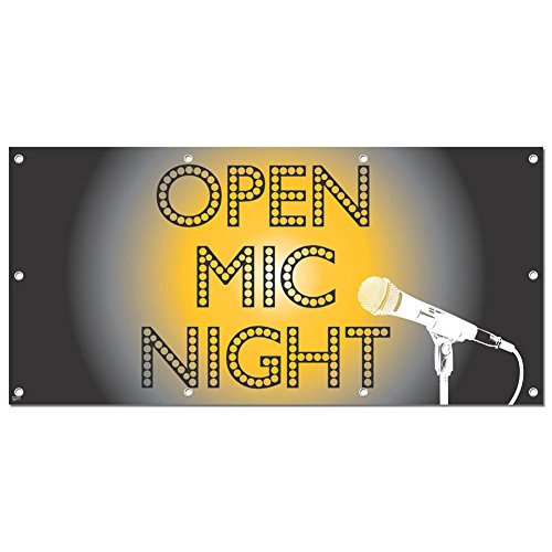 Graphics and More Open Mic Night Sign Banner 58" x 28