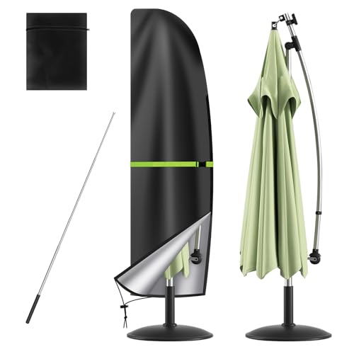 Ainiv Housse Parasol Déporté en Tissu Oxford 210D, avec Mât Télescopique et Fermeture Éclair, Housse de Protection pour Parasol de 1 à 3 m, Imperméable,...