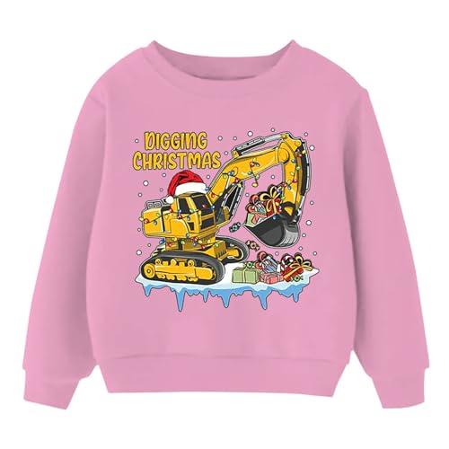 Generisch 2026 Long Sleeve Sweatshirt with Letter Print for Winter Crew Neck Pullover Comfortable Soft Warm Everyday, pink, 13-14 Jahre