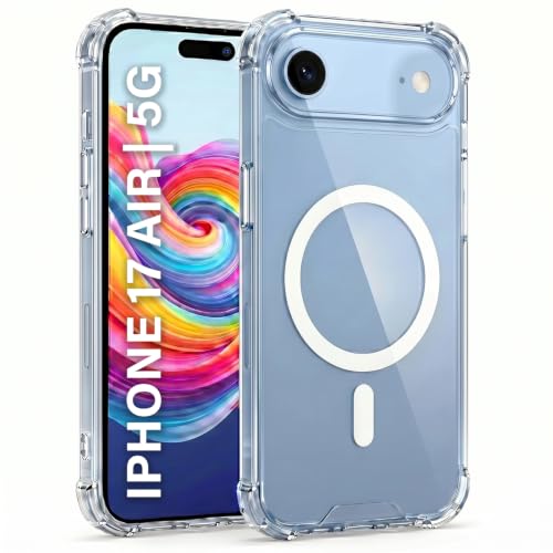 Image of TRUEUPGRADE Back Cover for iPhone 17 Air Non Mag-Safe Transparent PC + TPU Bumper Case with Magnetic Print Shockproof Protection (Transparent Mag-Safe)