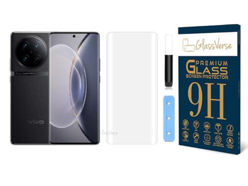 Image of GlassVerse Vivo X90 Pro UV Tempered Glass Screen Protector. Pack Of 1 | 3D Curved Edge | 9H Hardness | Full UV Glue with UV Light | Anti-Scratch | Case Friendly | HD Clear. (6.78 Inches)