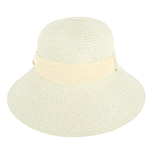 Jacobson Hat Company Women's Straw Face Framer Sun Hat with Sash, Natural/Ivory