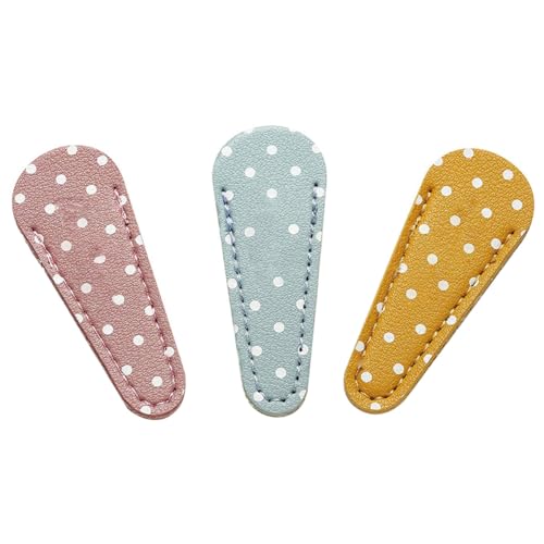 ELAYARD Funda Protectora para Tijeras de Pu 3 Piezas Colores Surtidos (rosado Oscuro, Azul Claro, Amarillo Oscuro) para Tijeras de Cejas, Pestañas y Nariz, Portátil y Segura para Uso