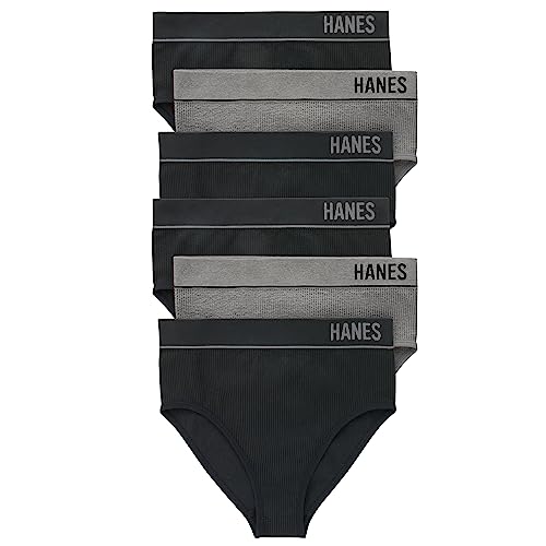 Image of Hanes Women's Originals Hi-leg Bikini Underwear, Seamless Rib Bikini, Assorted Colors, 6-pack