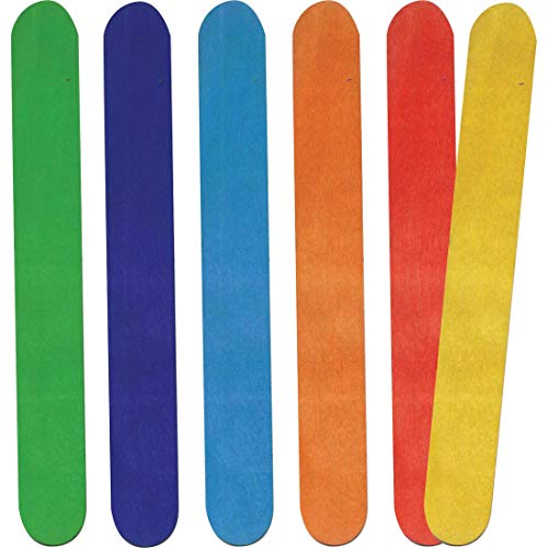 Chenille Kraft 377602 Colored Wood Craft Sticks, Jumbo, 6 x 3/4, Wood, Assorted, 500/Box