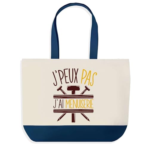 Sac de shopping bleu j'peux pas menuiserie grand sac de course