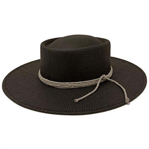 Men s Everyday Light Summer Wide Boater Gamble Porkpie Derby Fedora Sun Hat (Gambler Black)
