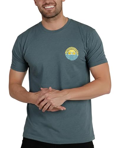 INTO THE AM Wavy T-Shirt - Cool Space Design Tees for Men (Light Blue, Large)