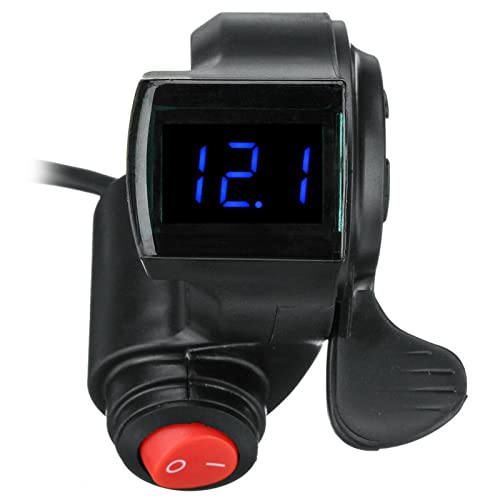 E-Bike Universal Thumb Throttle Speed Control, Thumb Throttle LED Display Voltage Digital Voltage Display Switch for Scooter Electric Bike(COLOR:Black)
