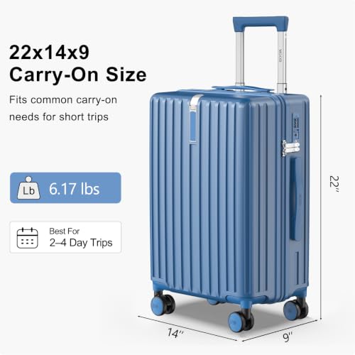 Yaown 20 Inch Carry On Luggage 22x14x9 Airline Approved Suitcase, Blue by Yaown - Used condition - Image 2