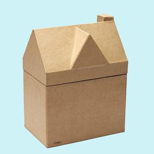 Factory Direct Craft Paper Mache House Box - Cardboard Papier Mache Storage Box DIY Gift Boxes and Christmas Village Displays (Size: 7-3/4" long x 3-3/4" wide x 7-1/2" high)