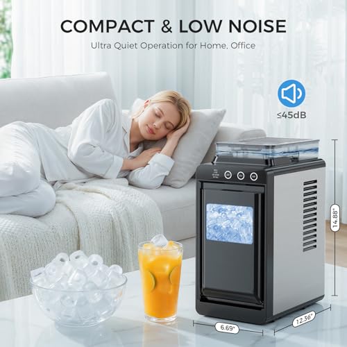 Image of COWSAR Ice Maker Countertop, Portable Ice Machine with External Water Tank, 8 Cubes in 6 Mins, 26 lbs /24Hrs, Self-Cleaning Quiet Compact Commercial Ice Makers for Home, RV, Camping, Black