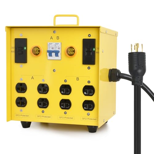 Zuomeng 30-Amp Portable Power Center, Split 240VAC Input into 2 Separate 120VAC Output, A&B Zone...
