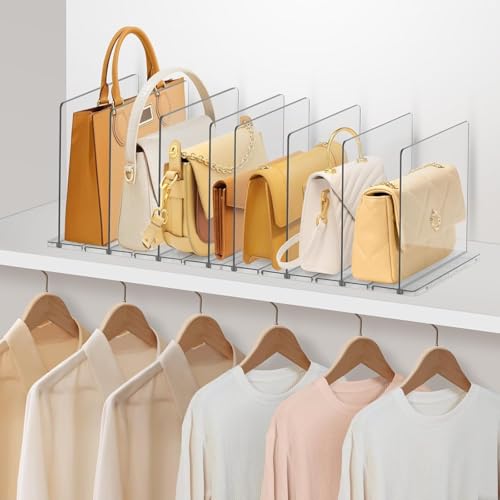 DoubleCare 8 Stück Regaltrenner, Verstellbare Taschenteiler, Transparente Acryl Regalteiler, Durchsichtiger Handtaschenorganisator für Schränke, Geldbörsenhalter, Bücherregal für Schlafzimmer & Büro