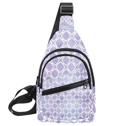 Sac de poitrine pour femme imperméable violet avec motif géométrique mosaïque