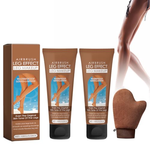 Crema Autobronceadora Loción Autobronceador Crema Natural Autobronceadora sin sol con un Guante Autobronceador, para Cara Cuerpo Piernas y Brazos, 2 Piezas (Bronze)