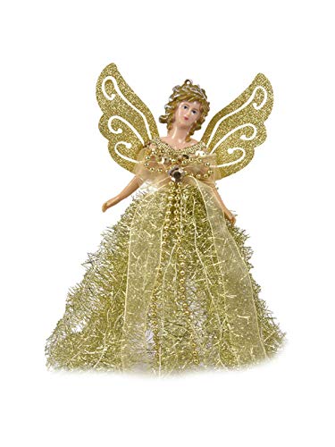 Kindlyperson Elegante pingente de anjo de Natal no topo, árvore de Natal, enfeite de anjo pendurado,