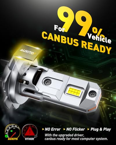 Image of AUXITO H7 Bulbs, 900% h7ll LED Super Bright, Mini Size, Plug N Play, Long Lifespan, 2PCS