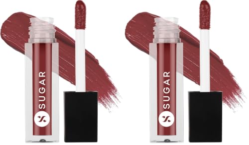 Image of SUGAR Cosmetics Smudge Me Not Liquid Lipsticks for Women | Transferproof & Waterproof | Lasts 12+ Hours | Matte Lipstick | 1.1ml - 12 Don Fawn (Pack of 2)