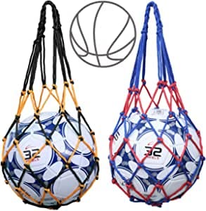 Paquete de 2 Pelotas de Red de fútbol para Cometa,Pelotas Deportivas de Baloncesto para Baloncesto, Voleibol de Playa, Zapatillas de Deporte, Varias Pelotas, etc., Red portátil, rojoazulnegroamarillo