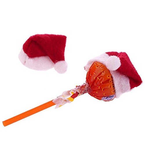 Eshylala 30 Pcs Mini Christmas Lollipop Hat Candy Hat Mini Santa Claus Hats Christmas Lollipop Candy Hat Party Supplies #TOP5