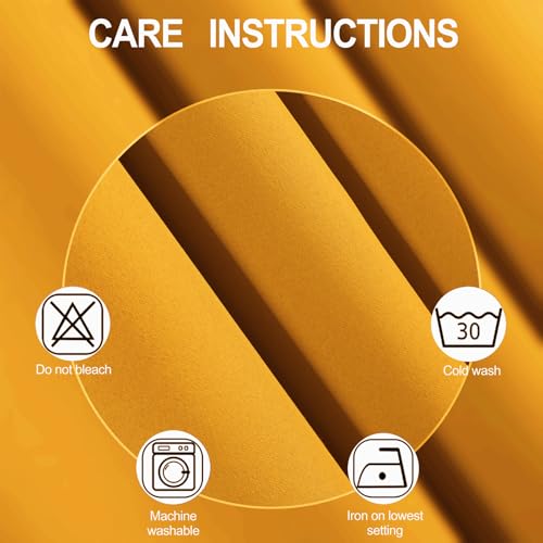 Image of LEMOMO Blackout Curtains 66 x 72 Inch Long Yellow Curtains Set of 2 Panels Room Darkening Curtains for Bedroom and Living Room