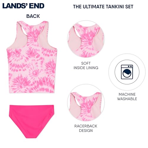 Image of Lands' End Girls' UPF 50+ Swim Bikini Bottom and Racerback Tankini Set
