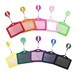 10 fundas para tarjetas de identificación con cinta, extensible, 4,06 x 3,15 pulgadas, funda de piel sintética con clip para oficina, escuela, clínica, billetes de autobús, estudiantes, carnés de