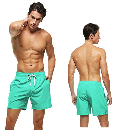 Image of Tyhengta Men's Swim Trunks Quick Dry Beach Shorts with Zipper Pockets and Mesh Lining