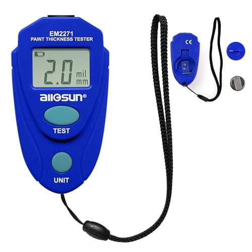 allsun EM2271 Portable Paint Coating Thickness Meter 0-2mm/80mil,Non-Destructive Coating Tester for Iron Steel Aluminum with Auto Shut-off