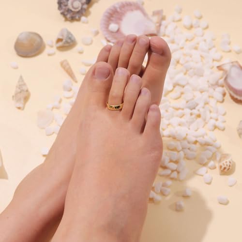 PLOMFOV 14K Gold Filled Gold Toe Rings for Women Adjustable Toe Rings Non Tarnish Solid 14K Real Gold Toe Ring3