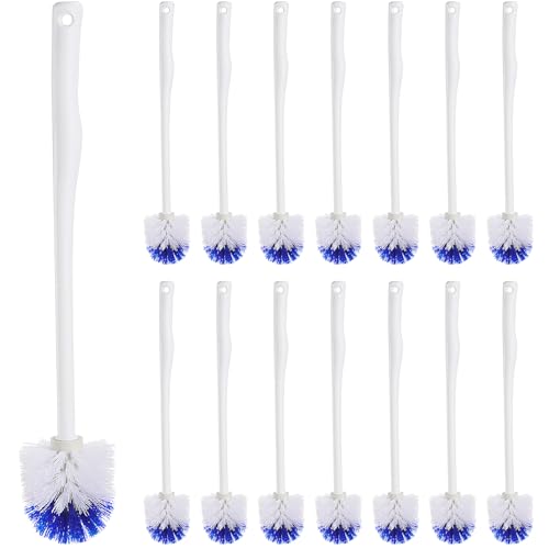 Image of Willinglong 1 Pcs 18.5 Inch Toilet Bowl Cleaner Brush Bathroom Long Plastic Handled Cleaning Scrubber with Hook Hole Without Holder for Household Cleaning (Blue,White)
