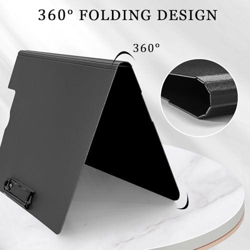 2 Stück Klemmbrett A4, Klemmbrett A4 mit Deckel, Schreibmappe, Kunststoff Klemmbretter mit Doppelclip für Büro/Baustelle/Schule/Klassenzimmer/Restaurant, Schwarz