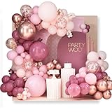 PartyWoo Dusty Rose Balloon Arch Kit, 140 pcs Pink Balloon Garland Kit, Rose Gold Balloons, Metallic Balloons for Dusty Pink Birthday Decorations Women, Bridal Shower, Wedding, Bachelorette Party