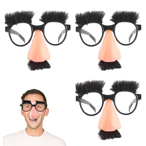 OIXYEY 3 Piezas Gafas Con Nariz, Gafas Divertidas, Bigote Y Cejas, Gafas Divertidas Para Fiestas Ni Os, Accesorio Para Caja De Fotos O Carnaval